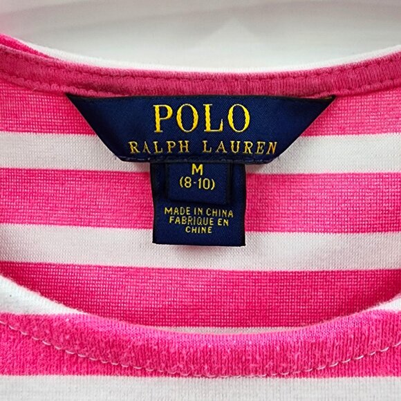 POLO RALPH LAUREN Girls Pleated A-Line Dress Medium (8-10) Pink Striped - Picture 5 of 6
